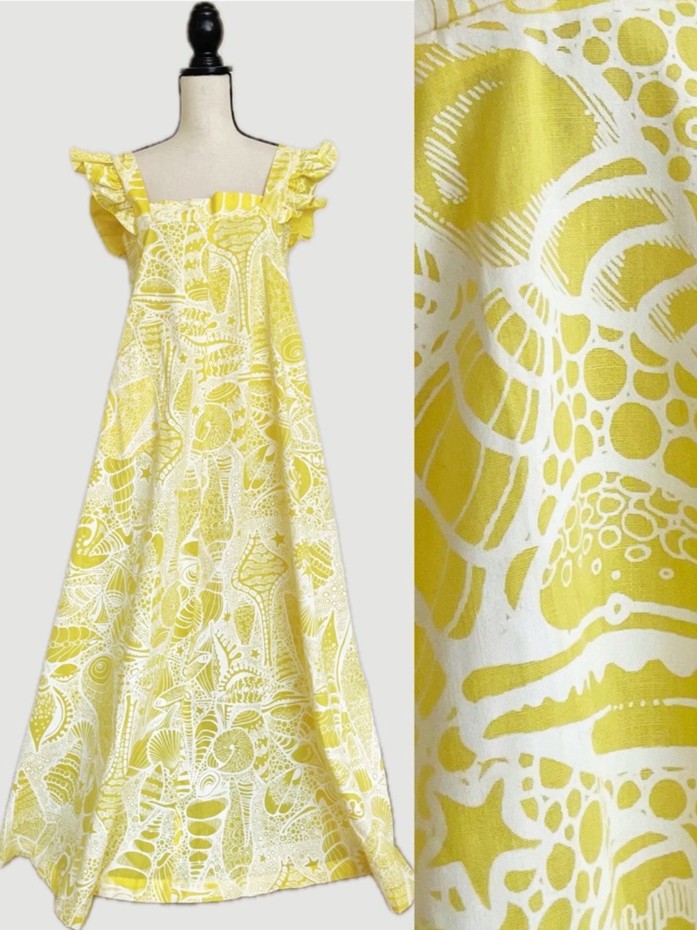 Vintage 70s Floral Hawaiian Maxi Dress